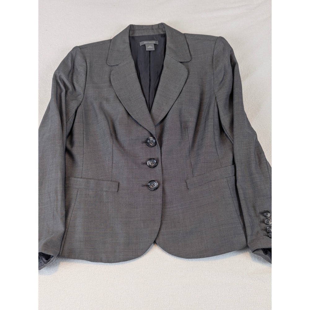 Ann Taylor Womens Gray Wool Silk Blend Jacket Office Career Capsule Lux12